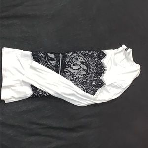 Black and white laced long sleeve shirt